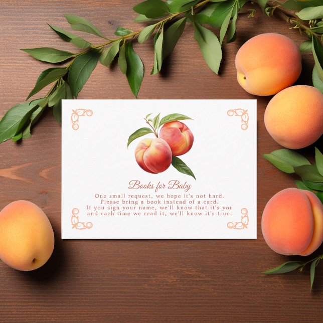 Peach Fuzz Baby Shower Book Request Enclosure Card (Peach Fuzz Baby Shower)