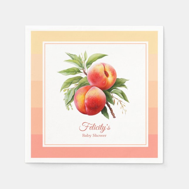 Peach Fuzz Baby Shower Napkin (Front)