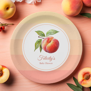Peach Fuzz Baby Shower Paper Plate