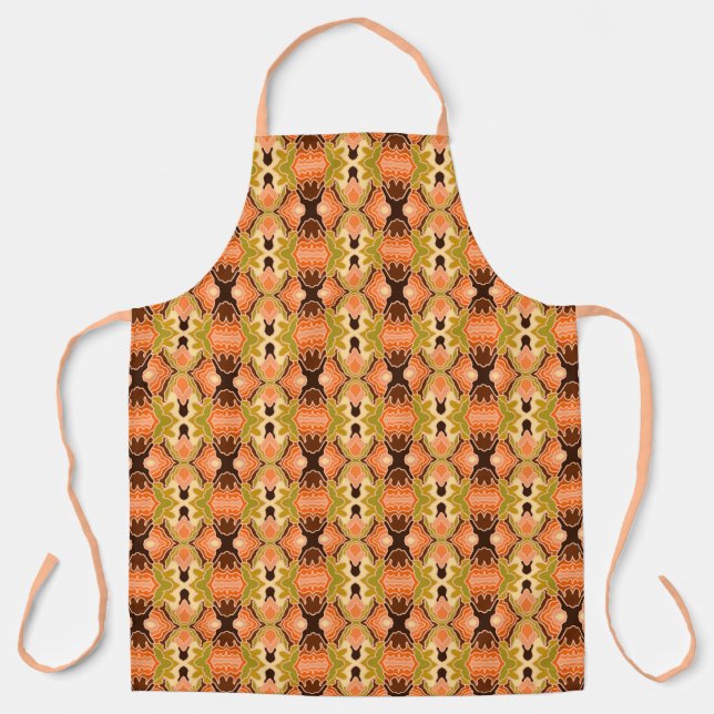 Peach Fuzz Boho Shabby Chic Geometric Abstract Art Apron (Front)