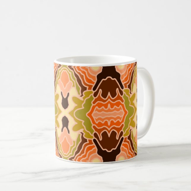 Peach Fuzz Boho Shabby Chic Geometric Abstract Art Coffee Mug (Front Right)