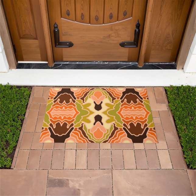 Peach Fuzz Boho Shabby Chic Geometric Abstract Art Doormat (Outdoor)