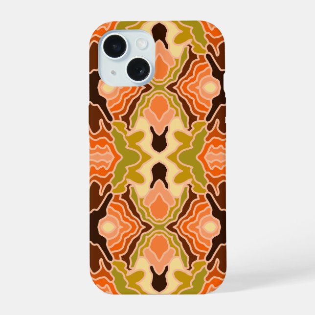 Peach Fuzz Boho Shabby Chic Geometric Abstract Art iPhone 15 Case (Back)