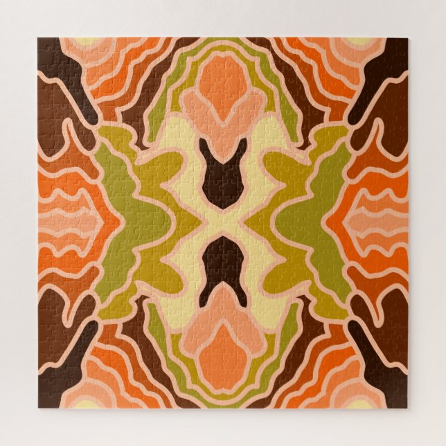 Peach Fuzz Boho Shabby Chic Geometric Abstract Art Jigsaw Puzzle (Vertical)