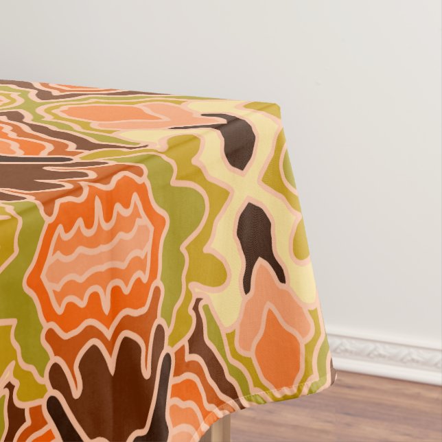 Peach Fuzz Boho Shabby Chic Geometric Abstract Art Tablecloth (In Situ)