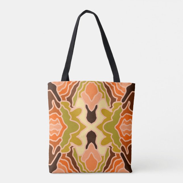 Peach Fuzz Boho Shabby Chic Geometric Abstract Art Tote Bag (Back)