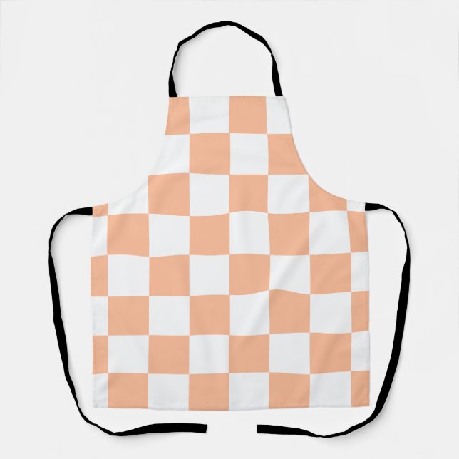 Peach Fuzz Chequered Gingham Pattern Apron (Front)
