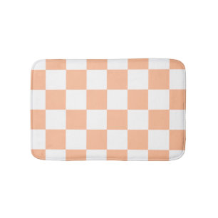 Peach Fuzz Chequered Gingham Pattern Bath Mat
