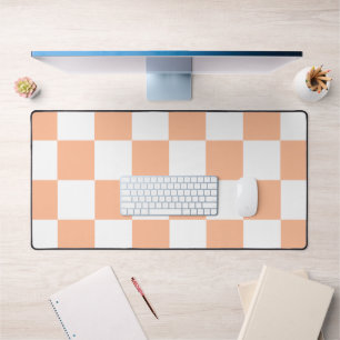 Peach Fuzz Chequered Gingham Pattern Desk Mat