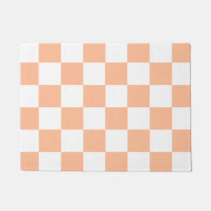 Peach Fuzz Chequered Gingham Pattern Doormat