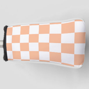 Peach Fuzz Chequered Gingham Pattern Golf Head Cover
