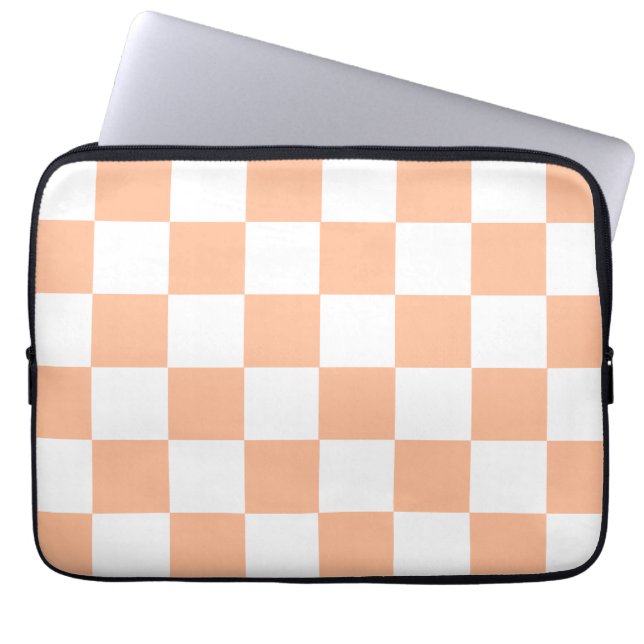 Peach Fuzz Chequered Gingham Pattern Laptop Sleeve (Front)