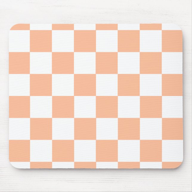 Peach Fuzz Chequered Gingham Pattern Mouse Mat (Front)