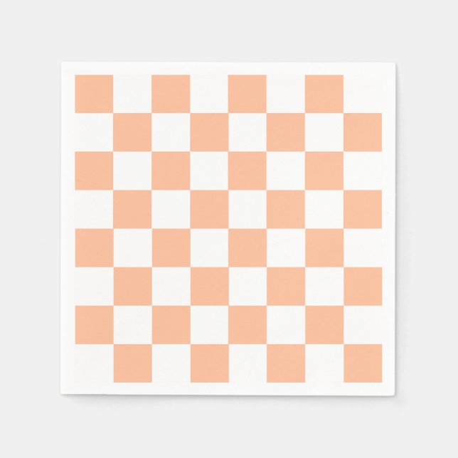 Peach Fuzz Chequered Gingham Pattern Napkin (Front)