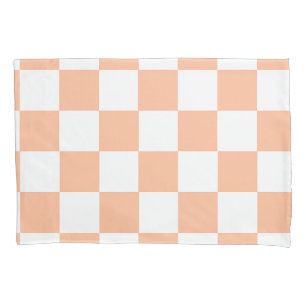 Peach Fuzz Chequered Gingham Pattern Pillowcase