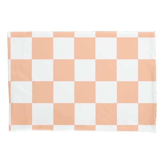 Peach Fuzz Chequered Gingham Pattern Pillowcase (Front)