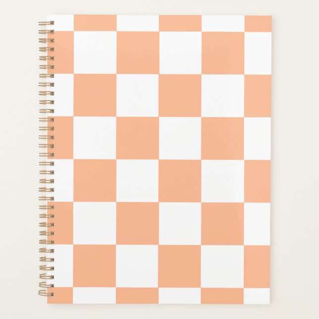 Peach Fuzz Chequered Gingham Pattern Planner (Front)