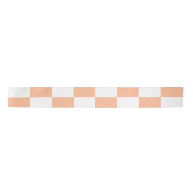 Peach Fuzz Chequered Gingham Pattern Satin Ribbon (Front)