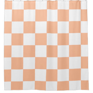 Peach Fuzz Chequered Gingham Pattern Shower Curtain