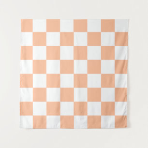 Peach Fuzz Chequered Gingham Pattern Tapestry