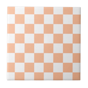 Peach Fuzz Chequered Gingham Pattern Tile