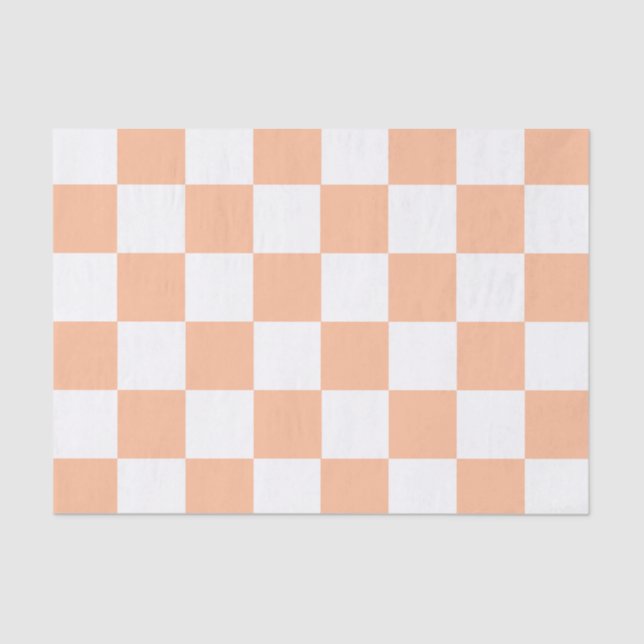 Peach Fuzz Chequered Gingham Pattern Tissue Paper (Front)