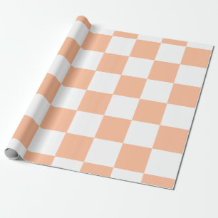 Peach Fuzz Chequered Gingham Pattern Wrapping Paper