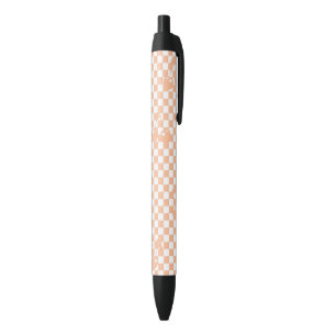 Peach Fuzz Cherry Gingham Pattern Black Ink Pen