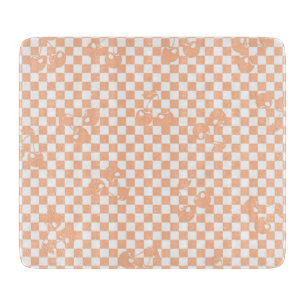 Peach Fuzz Cherry Gingham Pattern Cutting Board