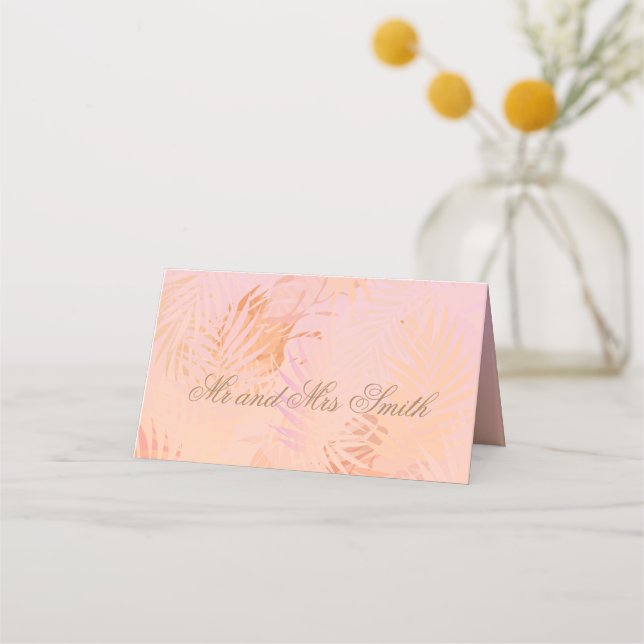 Peach Fuzz Classic Minimalist Modern Wedding Place Card (Front)