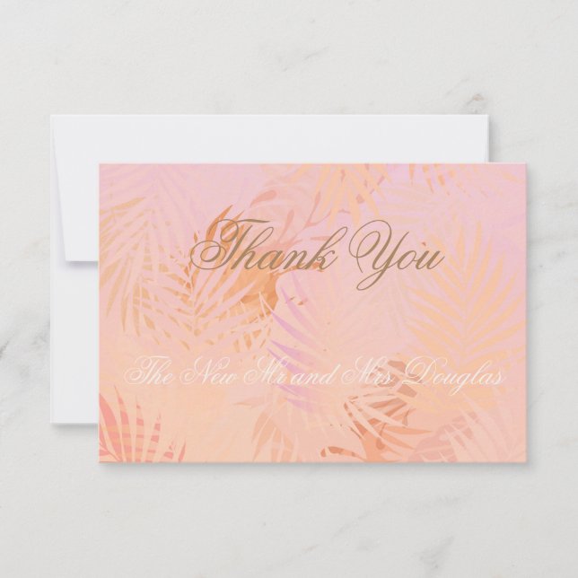 Peach Fuzz Classic Minimalist Modern Wedding Thank You Card (Front)