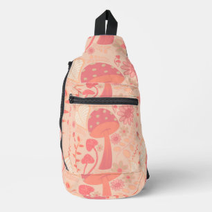 Peach Fuzz Color of the year mushrooms floral Sling Bag
