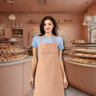 peach fuzz colour -elegant script  apron