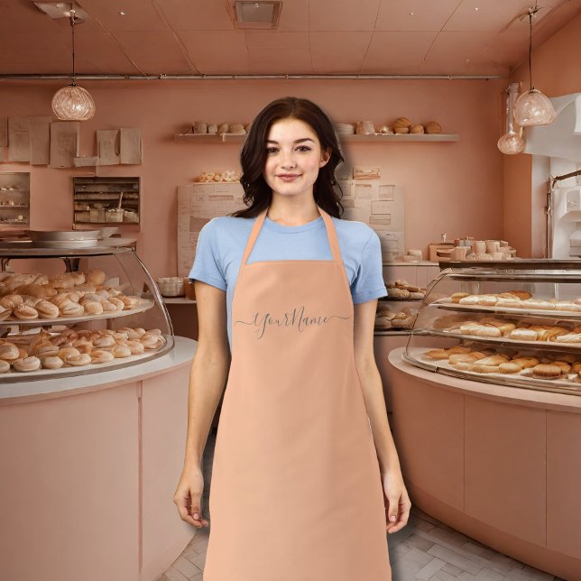 peach fuzz colour -elegant script  apron (Creator Uploaded)