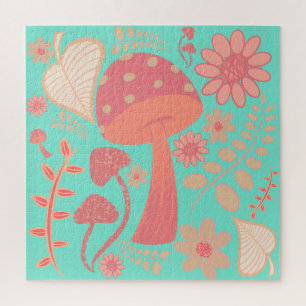 Peach Fuzz Colour of the year mushrooms floral Jigsaw Puzzle