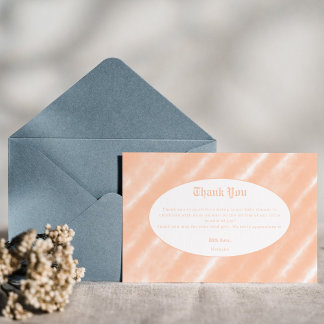 Peach Fuzz Colour Watercolor Abstract Pattern Thank You Card