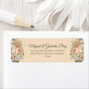 Peach Fuzz Cream Floral Return Address