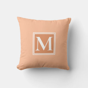 Peach fuzz elegant monogram calligraphy  cushion