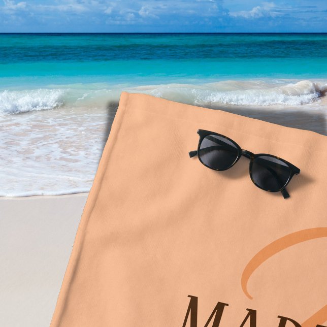 Peach Fuzz Elegant Personalised Name  Beach Towel (Creator Uploaded)