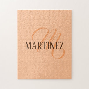 Peach Fuzz Elegant Personalised Name  Jigsaw Puzzle