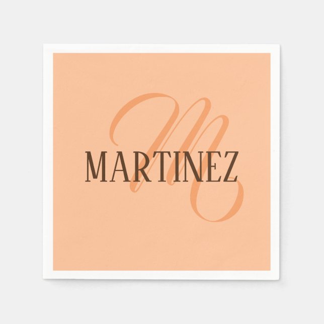 Peach Fuzz Elegant Personalised Name  Napkin (Front)