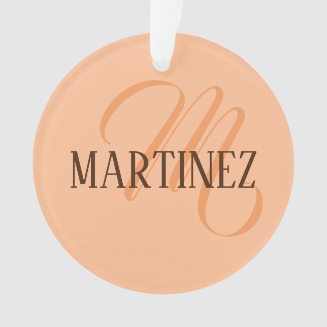 Peach Fuzz Elegant Personalised Name  Ornament (Front)