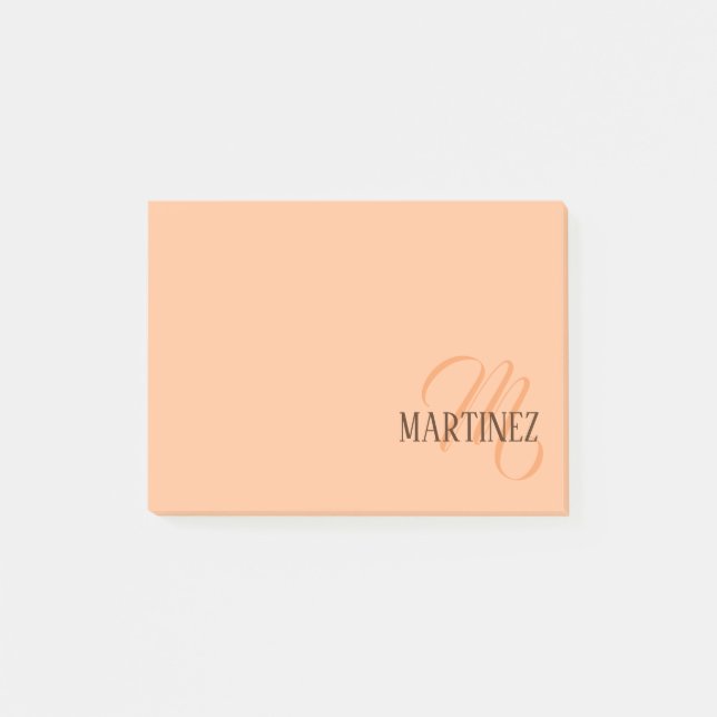 Peach Fuzz Elegant Personalised Name  Post-it Notes (Front)