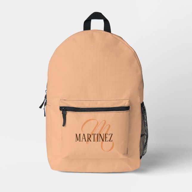 Peach Fuzz Elegant Personalised Name  Printed Backpack (Front)