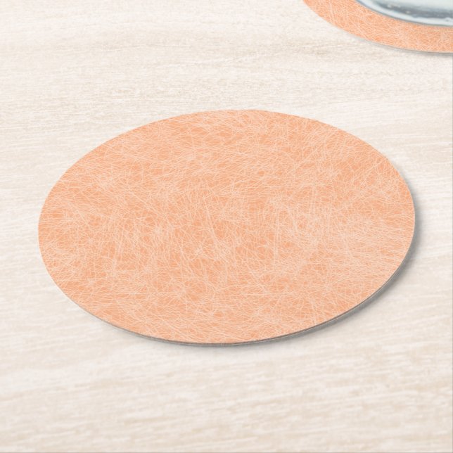 Peach Fuzz Faux Leather  Round Paper Coaster (Angled)