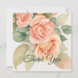 Peach Fuzz Floral Rose Background  Thank You Card