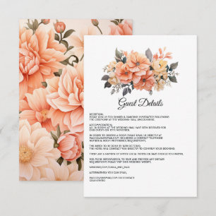 Peach Fuzz Floral Wedding Guest Details Enclosure Card