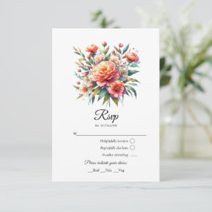 Peach Fuzz Floral Wedding RSVP Card