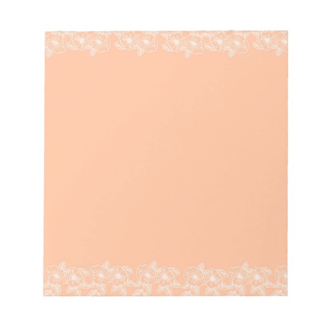Peach Fuzz Flower Border Customisable & Elegant  Notepad (Front)