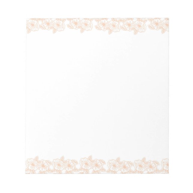 Peach Fuzz Flower Border Customisable & Elegant  Notepad (Front)